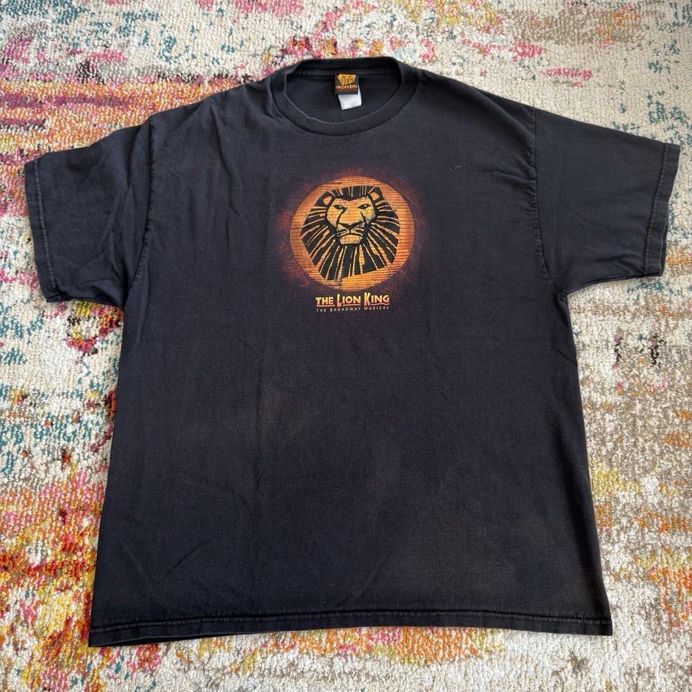 Y2K The Lion King Broadway Musical Shirt Mens XL Black Graphic Tee Disney